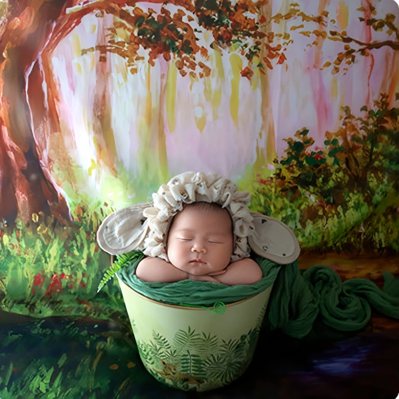 Iron Round Printing Bucket - Newborn Photography Props - Image 3